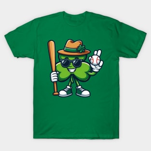 Shamrock Baseball Funny St Patricks Day Boys Kids T-Shirt